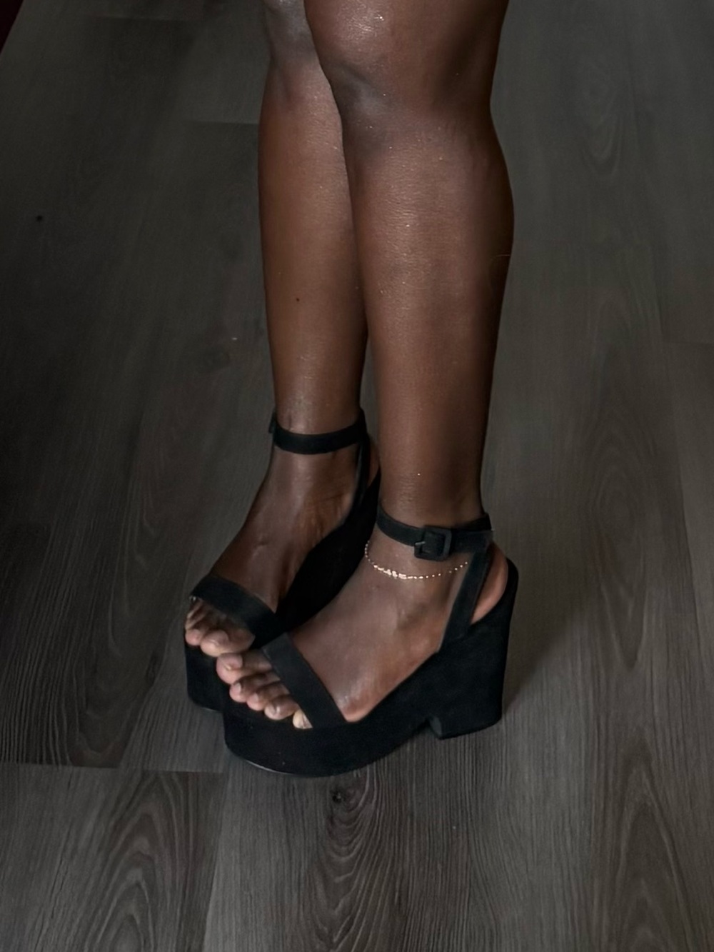 Liliana Black Suede Platform Strappy Sandals
